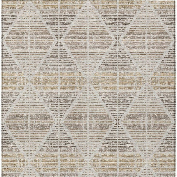 5x8 Geometric Beige Ivory Polyester Area Rug Washable Stain Resistant Indoor Outdoor