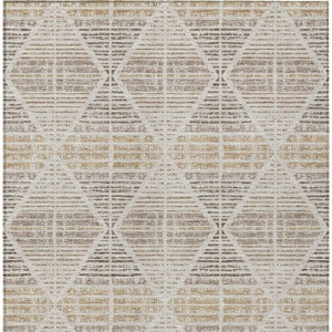 5x8 Geometric Beige Ivory Polyester Area Rug Washable Stain Resistant Indoor Outdoor