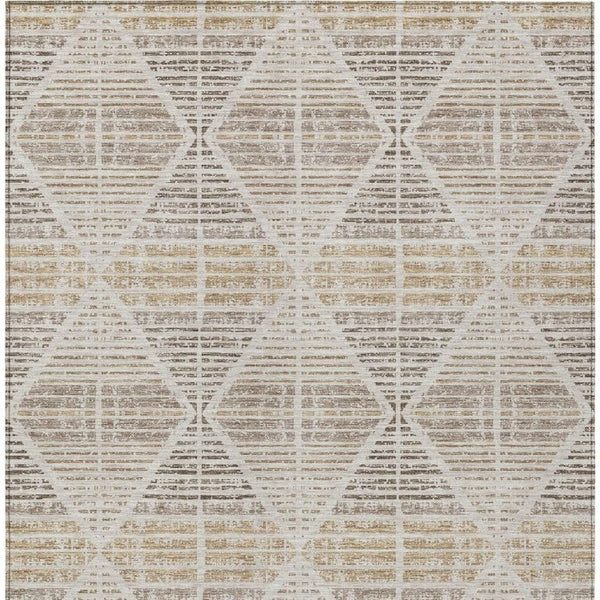 5x8 Geometric Beige Ivory Polyester Area Rug Washable Stain Resistant Indoor Outdoor