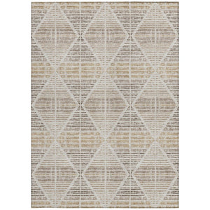 10 Ft X 14 Ft Beige Ivory Geometric Polyester Washable Rug for Patio or Living Room