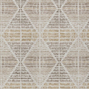 10 Ft X 14 Ft Beige Ivory Geometric Polyester Washable Rug for Patio or Living Room