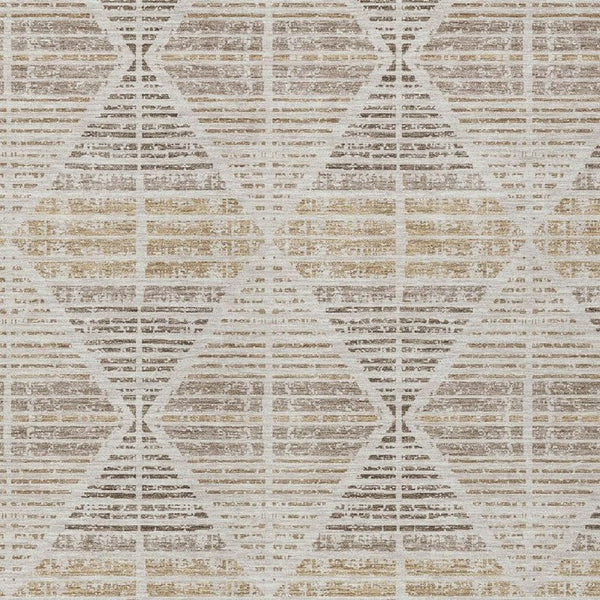 10 Ft X 14 Ft Beige Ivory Geometric Polyester Washable Rug for Patio or Living Room