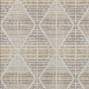 10 Ft X 14 Ft Beige Ivory Geometric Polyester Washable Rug for Patio or Living Room