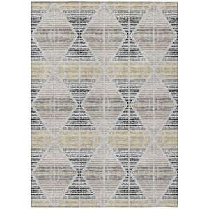 HomeRoots 9 X 12 Silver Beige Geometric Polyester Area Rug Washable for Patio or Living Room 735932