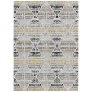 9 X 12 Silver Beige Geometric Polyester Area Rug Washable for Patio or Living Room