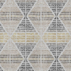 9 X 12 Silver Beige Geometric Polyester Area Rug Washable for Patio or Living Room