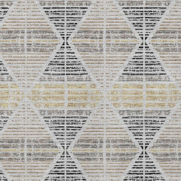9 X 12 Silver Beige Geometric Polyester Area Rug Washable for Patio or Living Room