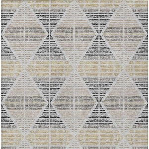 9 X 12 Silver Beige Geometric Polyester Area Rug Washable for Patio or Living Room