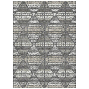 HomeRoots 5x8 Gray Taupe Geometric Polyester Area Rug Washable Stain Resistant Indoor Outdoor 735953