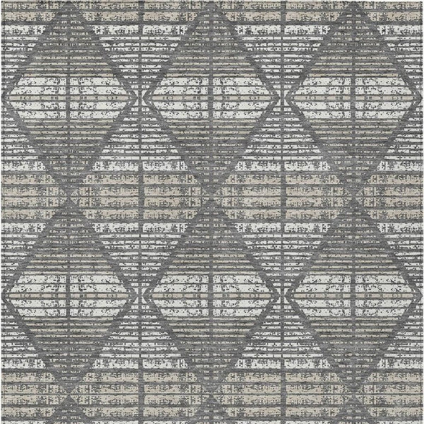 5x8 Gray Taupe Geometric Polyester Area Rug Washable Stain Resistant Indoor Outdoor