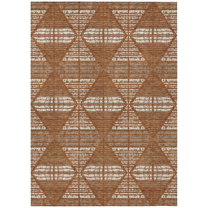 HomeRoots 8 X 10 Geometric Polyester Area Rug Washable for Patio Porch Poolside and Family Rooms 735967