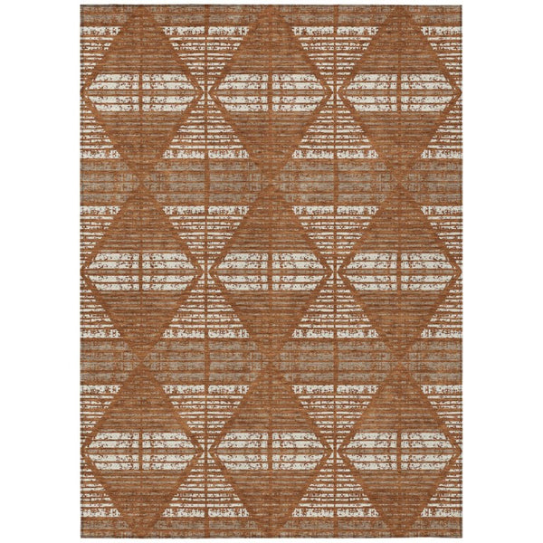 HomeRoots 8 X 10 Geometric Polyester Area Rug Washable for Patio Porch Poolside and Family Rooms 735967
