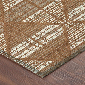 8 X 10 Geometric Polyester Area Rug Washable for Patio Porch Poolside and Family Rooms