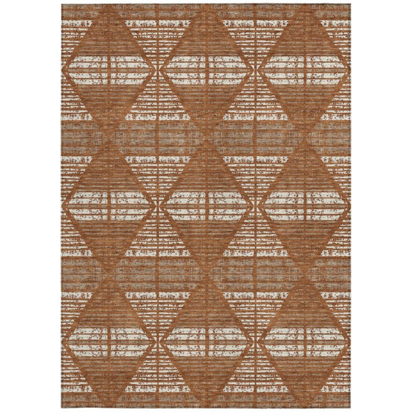 9 X 12 Geometric Polyester Area Rug Washable Stain Resistant Patio Porch Decor