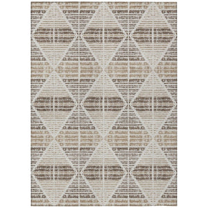 HomeRoots 5x8 Geometric Polyester Area Rug Washable Stain Resistant Indoor Outdoor Pearl Navy 735971