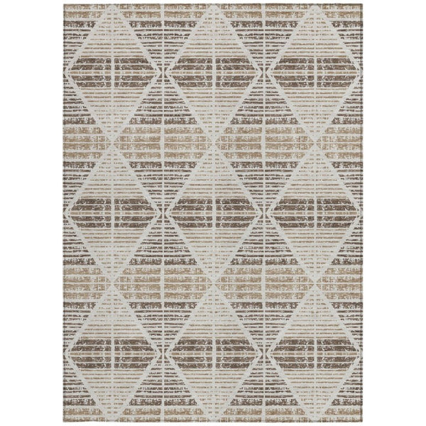 5x8 Geometric Polyester Area Rug Washable Stain Resistant Indoor Outdoor Pearl Navy