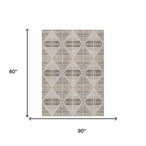 5x8 Geometric Polyester Area Rug Washable Stain Resistant Indoor Outdoor Pearl Navy