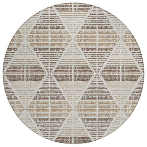 HomeRoots 8 Foot Round Geometric Polyester Area Rug Washable for Patio Porch and Family Rooms 735972