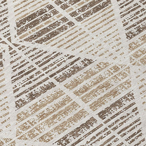 8 Foot Round Geometric Polyester Area Rug Washable for Patio Porch and Family Rooms
