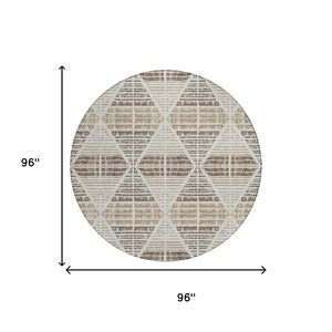 8 Foot Round Geometric Polyester Area Rug Washable for Patio Porch and Family Rooms