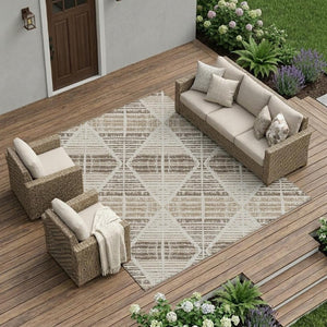9x12 Pearl Navy Geometric Polyester Rug Washable Stain Resistant Indoor Outdoor Use
