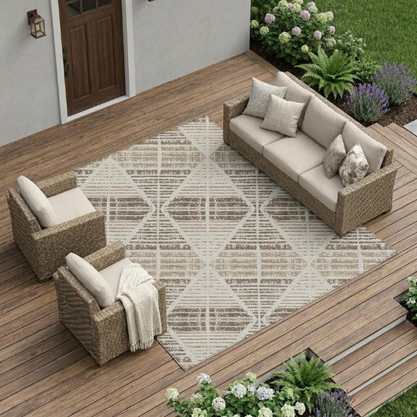 9x12 Pearl Navy Geometric Polyester Rug Washable Stain Resistant Indoor Outdoor Use