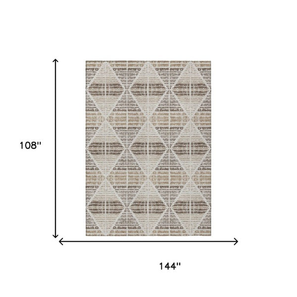 9x12 Pearl Navy Geometric Polyester Rug Washable Stain Resistant Indoor Outdoor Use