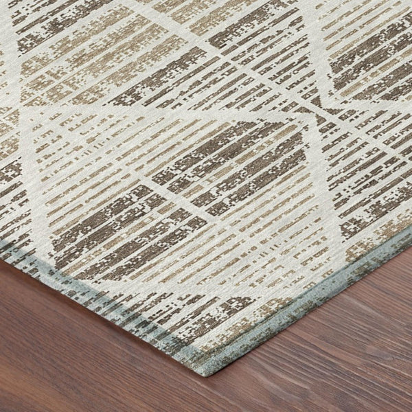 10 Ft X 14 Ft Geometric Polyester Area Rug Washable Indoor Outdoor Pearl Navy