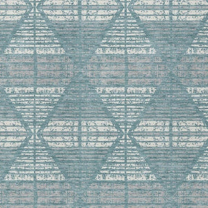 8x10 Teal Brown Geometric Polyester Rug Washable Stain Resistant Indoor Outdoor