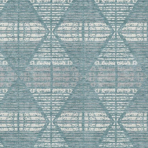 8x10 Teal Brown Geometric Polyester Rug Washable Stain Resistant Indoor Outdoor