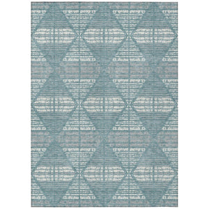 HomeRoots 10 Ft X 14 Ft Geometric Polyester Area Rug Washable Teal Brown Indoor Outdoor 735981