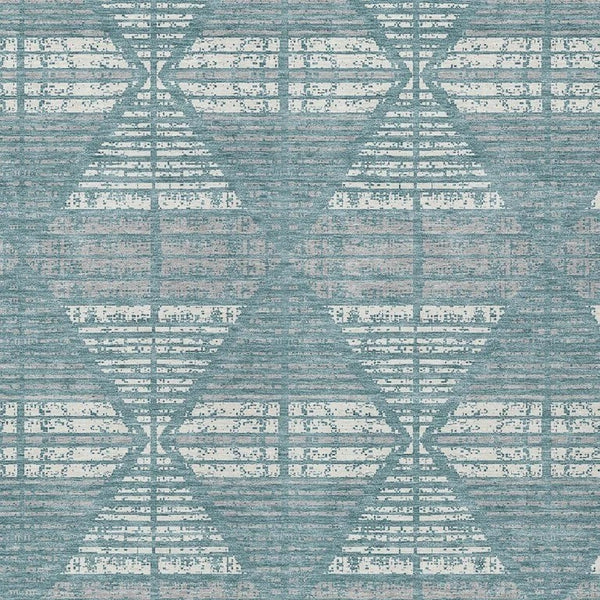 10 Ft X 14 Ft Geometric Polyester Area Rug Washable Teal Brown Indoor Outdoor