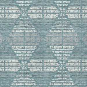 10 Ft X 14 Ft Geometric Polyester Area Rug Washable Teal Brown Indoor Outdoor