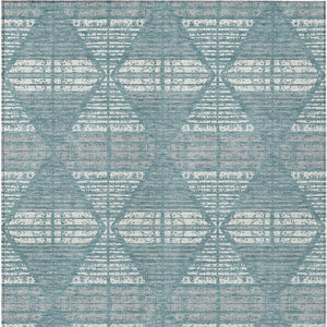 10 Ft X 14 Ft Geometric Polyester Area Rug Washable Teal Brown Indoor Outdoor
