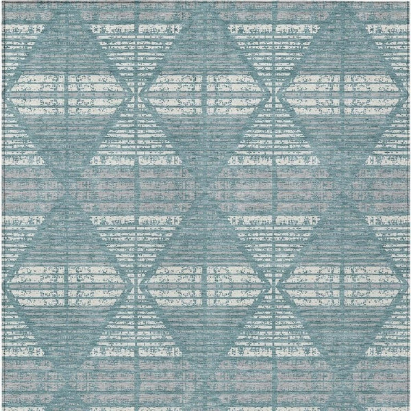 10 Ft X 14 Ft Geometric Polyester Area Rug Washable Teal Brown Indoor Outdoor