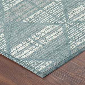 10 Ft X 14 Ft Geometric Polyester Area Rug Washable Teal Brown Indoor Outdoor