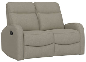 English Elm Beige Manual Reclining Loveseat with Dual Contoured Seats for Compact Living Spaces B361P484467