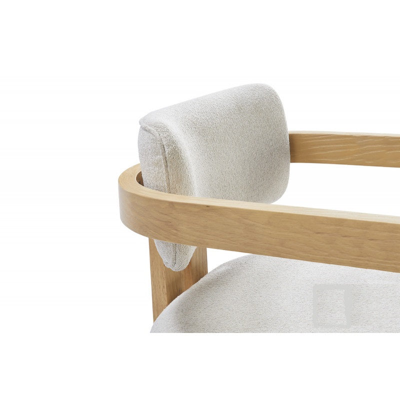 English Elm Modern Rustic Upholstered Dining Arm Chair with Sculptural Fluted Base, Curved Arms & Plush Comfort Natural 24.5 L x 25.5 W x 40.5 H B011P366704