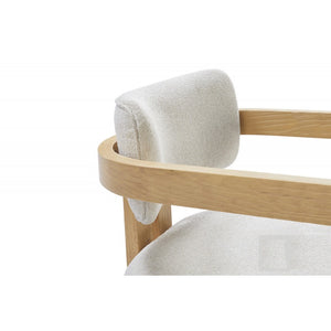 English Elm Modern Rustic Upholstered Dining Arm Chair with Sculptural Fluted Base, Curved Arms & Plush Comfort Natural 24.5 L x 25.5 W x 40.5 H B011P366704