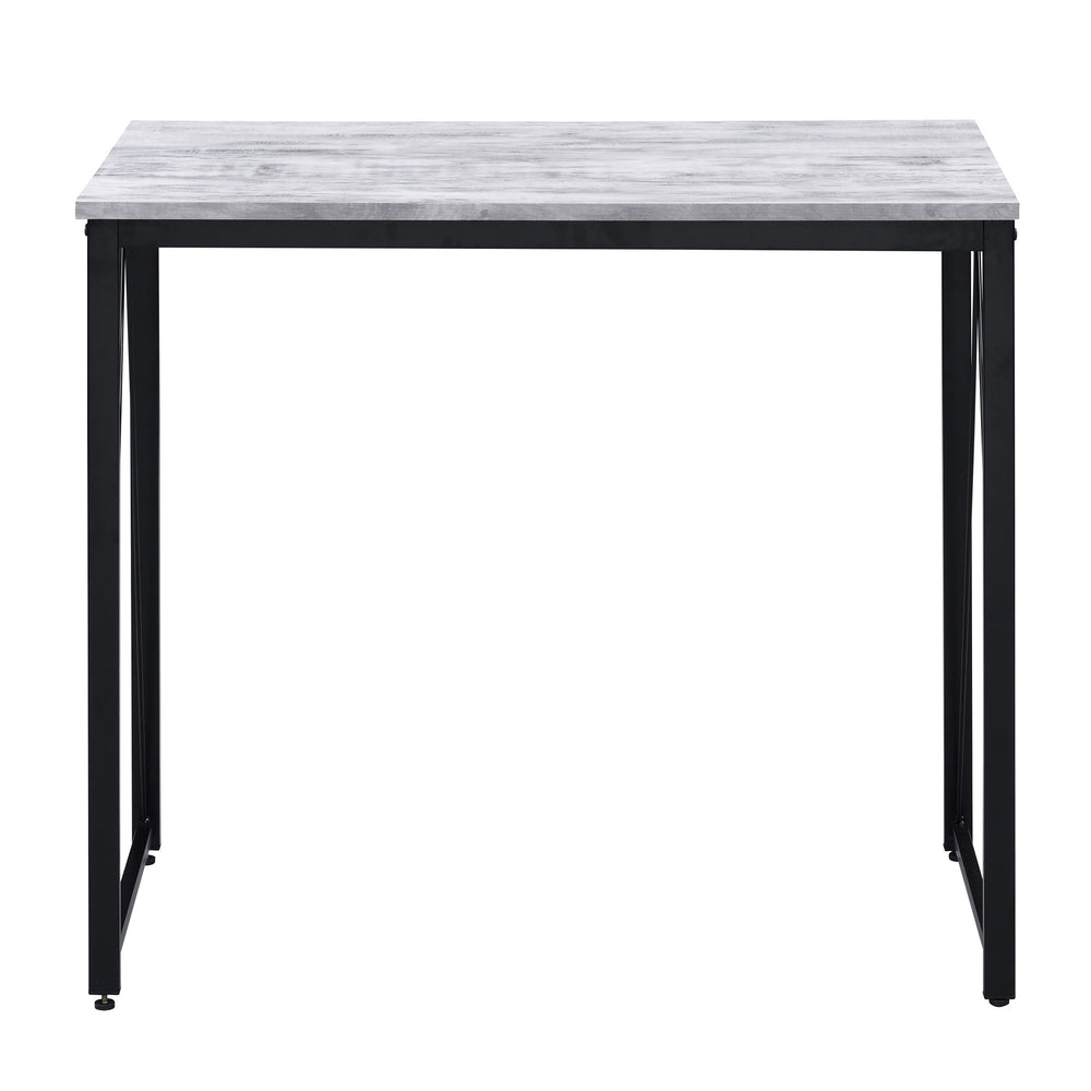 English Elm Antique White And Black Writing Desk - Rustic Industrial Design With Sturdy Metal Sled Base B062P184522