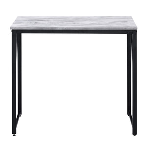 English Elm Antique White And Black Writing Desk - Rustic Industrial Design With Sturdy Metal Sled Base B062P184522