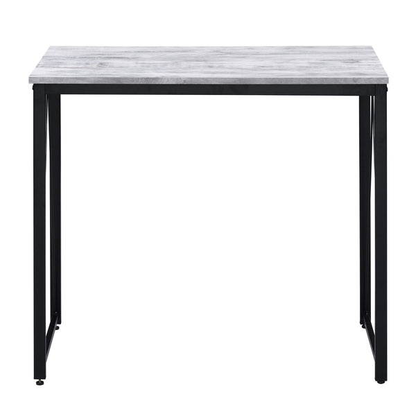 English Elm Antique White And Black Writing Desk - Rustic Industrial Design With Sturdy Metal Sled Base B062P184522