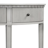 English Elm U-Style Distinctive Features Of Pine Veneer Console Table With Vertical Stripe Drawer Fronts and Four Legs