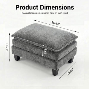 English Elm Rectangular Chenille Upholstered Ottoman Soft Foam Footrest for Living Room or Bedroom Dark Grey W2519P486112