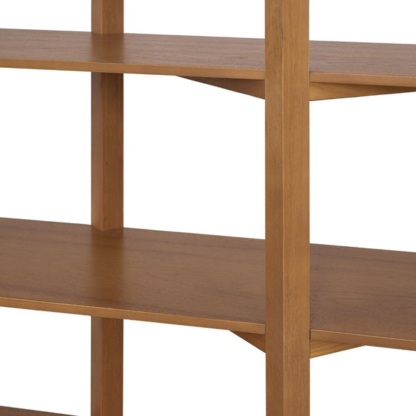 English Elm 6 Tier Acacia Veneer Bookshelf Open Storage Unit Heavy Duty Pine Wood Frame Display N758P412462N
