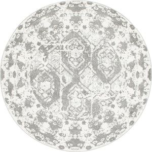 Unique Loom Rosso Piazza Machine Made Border Rug Light Gray, Ivory 8' 0" x 8' 0"