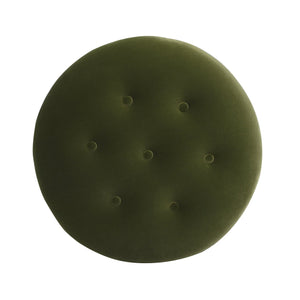 English Elm Jennifer Taylor Home - Yolanda 24" Round Velvet Ottoman - Olive Green, Durable Accent Piece For Living Room Elegance B2719P238168