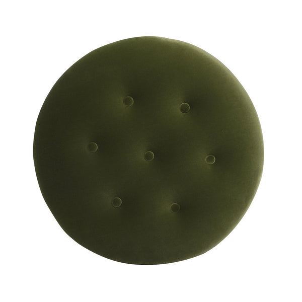 English Elm Jennifer Taylor Home - Yolanda 24" Round Velvet Ottoman - Olive Green, Durable Accent Piece For Living Room Elegance B2719P238168