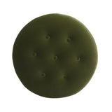 English Elm Yolanda 24" Round Upholstered Accent Ottoman, Olive Green Performance Velvet