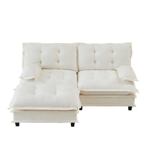 English Elm 77" Modular Cloud Sectional Chenille Couch Deep Lounge Seat with Ottoman for Living Room Beige W714S01675